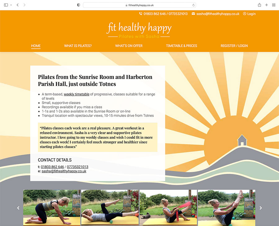 Fit Healthy Happy website homepage